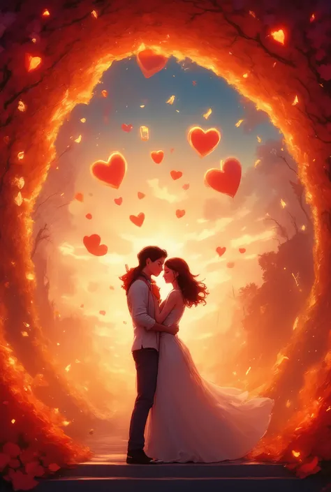 Neon notes on the picture , hearts fly very beautifully cute , warm colors, rich colors , 8 k, maximum details , flowers bloom in gentle beautiful bright colors, masterpiece, ultra details, maximum number of details , text "To a loved one" very beaut...