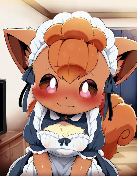 questionable, dagasi, body fur, anthro, (furry, anthro:1.2) (detailed fluffy fur), solo, furry female, pokemon (creature),,vulpix , cute, ,pokemon, (small breasts), ,cute, cute eyes, cute head), (beautifully detailed face, oily shiny skin), (detailed eyes,...