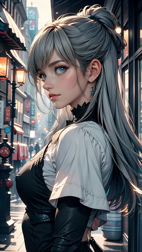 Gray Hair,  girl,  profile picture ,  blue eyes