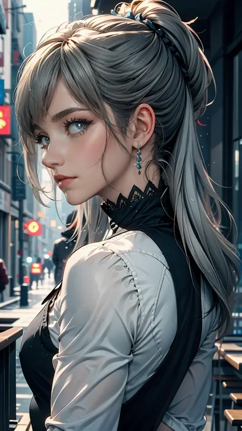 Gray Hair,  girl,  profile picture ,  blue eyes