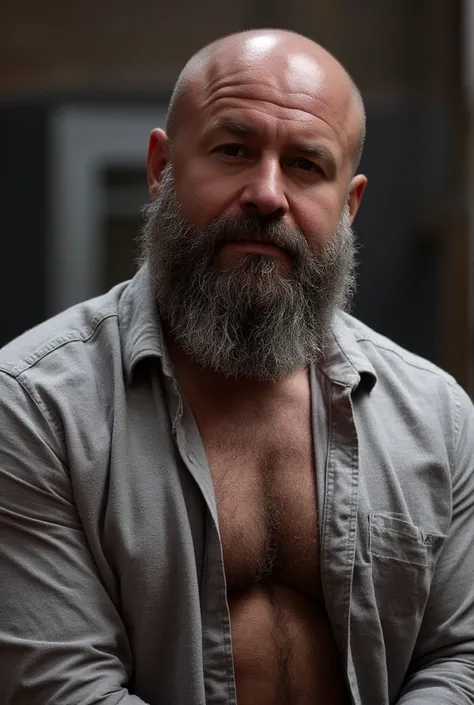 8K Very Lifelike Best Highest Realistic very Realistic real 8K very detailed highly photorealistic very detailed very lifelike photo of a Very Sexy handsome big bearded and rugged hairy burly muscular beefy buff bulked up bald daddy man, wearing a very rea...