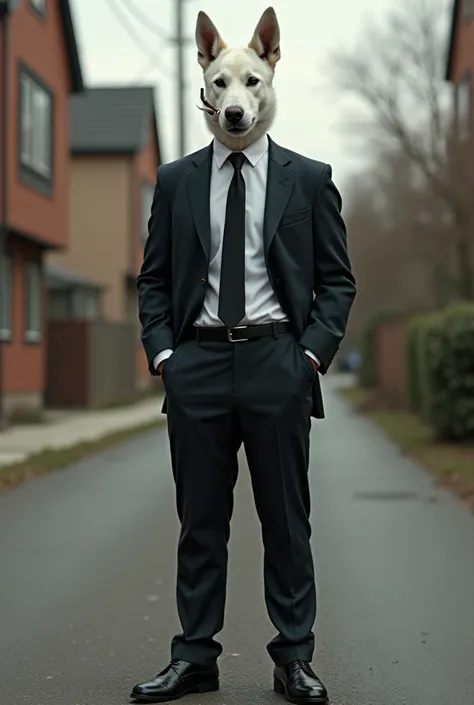 Image of a milkman in a suit who, like humans, has a smoker over his mouth 