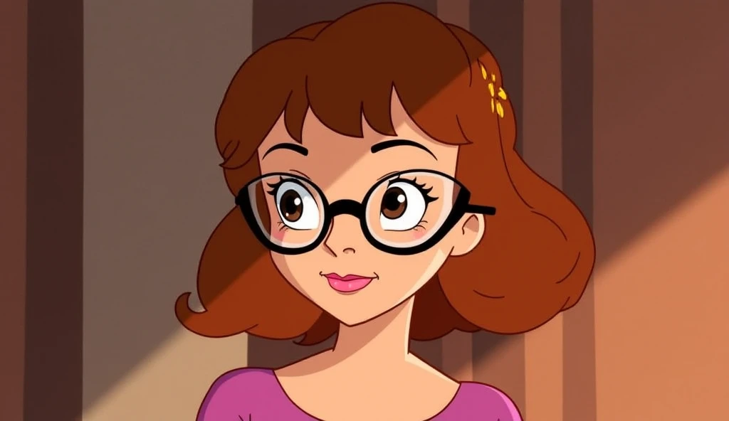 Princess Hilda, the youngest, had a severe limp that made her walk with a awkward gait. Her eyes were a deep brown, but they were often hidden behind a pair of thick, black-rimmed glasses. (Animation cartoon