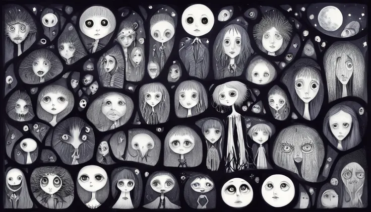     Tim Burton's style、People who look at the moon