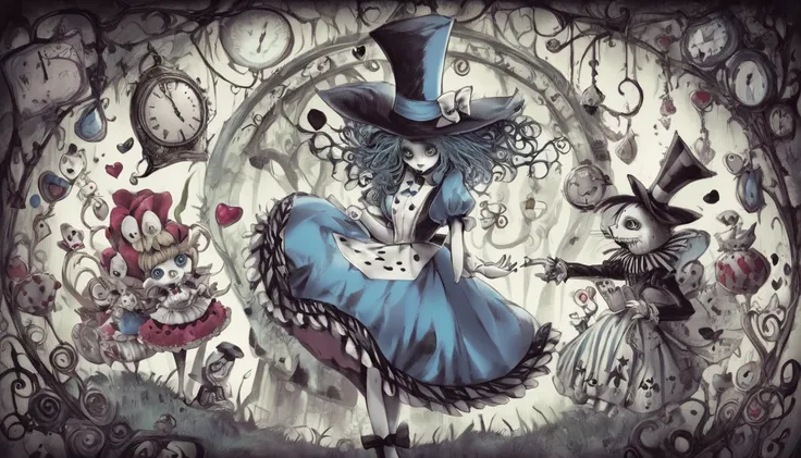     Tim Burton's style、 Alice in Wonderland、