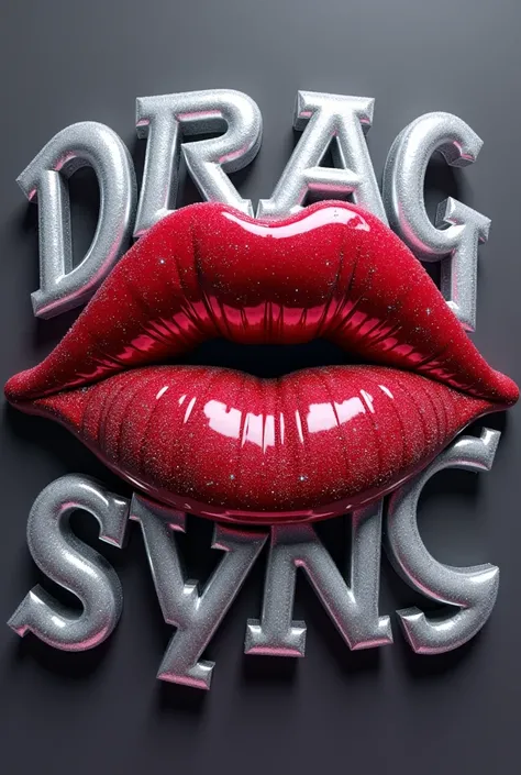 Make a logo name” Drag lip sync showdown” put lips red and makeup make it 3d the color of worda is silver sparkling and white