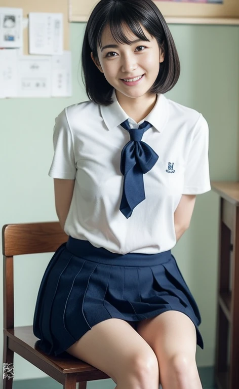  Hamabe Minami 、 thin legs、  shortcuts、 cute face、 最高のsmile 、Correct the outline of the head to make it look round with the slimming slender 、  straight hair、School( RAW Photo :1.2), ( Photo is present :1.4),　美dieい  Detailsな女の子, 非常に  Detailsなeyeと顔, 美dieい  ...