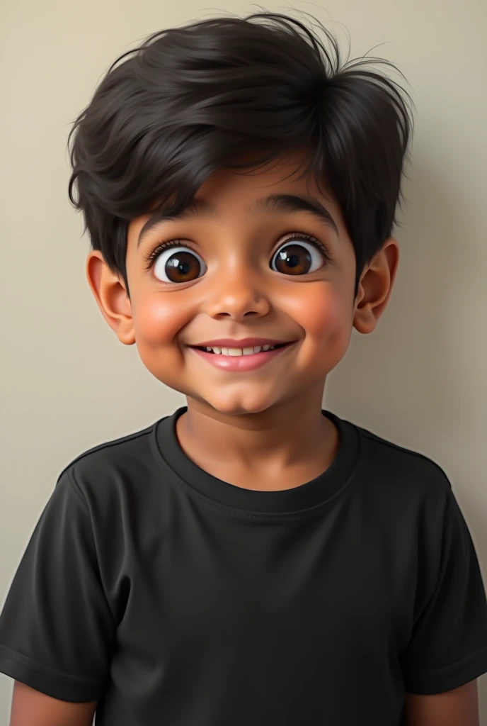 A handsome a bit chubby Indian boy wearing a black shirt picture 