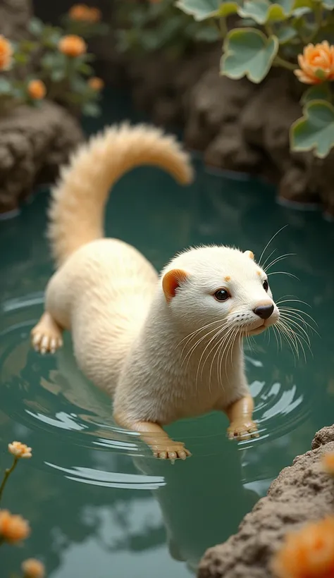 otter ,White-gold ลายไทย,8k, top quality , water