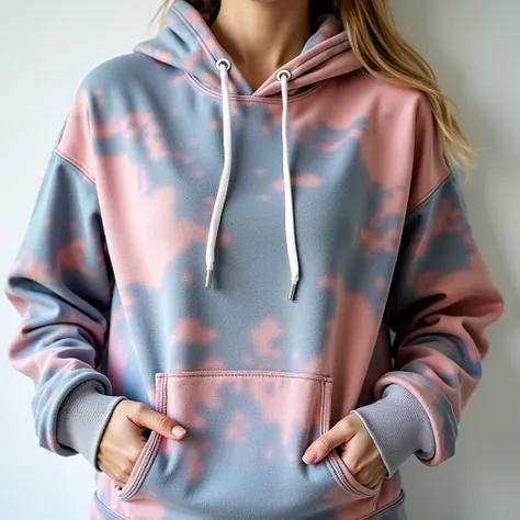 Close up Photos of one hoodie with sublimation printed text or picture for e-commerce presentation 