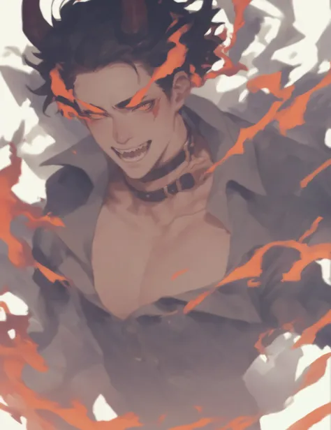 Anime, burning boy, devil 