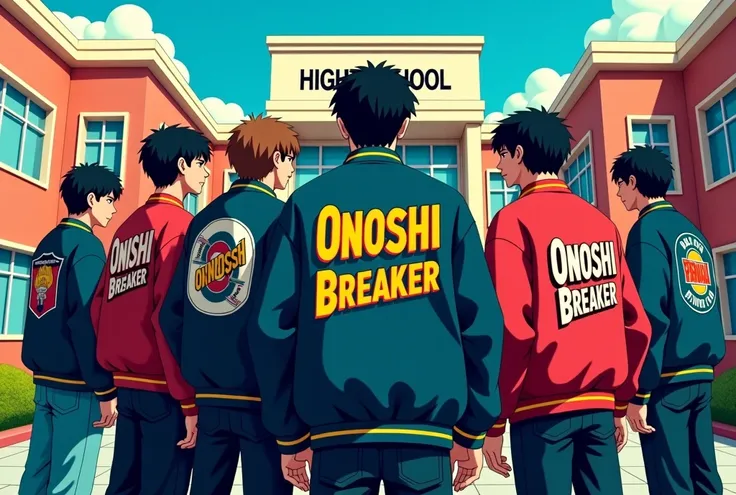 
I want a age gang group in front of the high school with a jacket brand 
Onoshi breaker in Japanese letters.
. avec plusieurs personnage charismatique.
[DVD ]