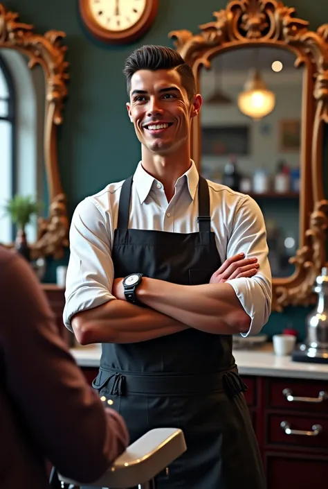 Cristiano ronaldo as a barber