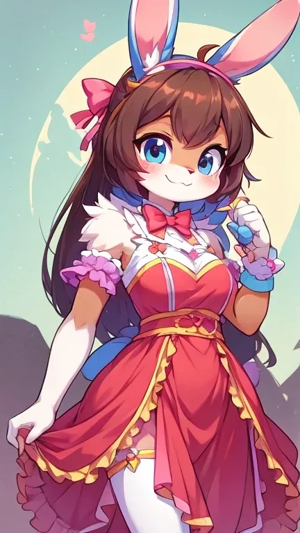 Female furry fusion three cute adorable beautiful kawaii nice sassy fancy sara the Bunny with cute adorable beautiful kawaii nice sassy fancy fusion dress 