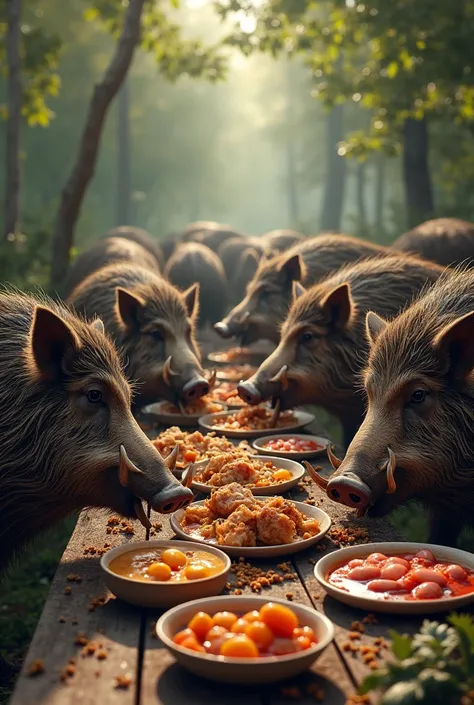 Boars eat lard and eat borscht 