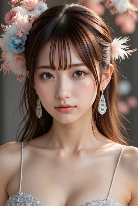 Overwhelmingly beautiful,  has a face .  she has full lips and clear features 、 is slender with the same golden brown hair and sharp blue-gray eyes.  she maintains a perfect posture 、Very tall,  ｖ((masterpiece,最 High Quality , very detailedな,超 high definit...