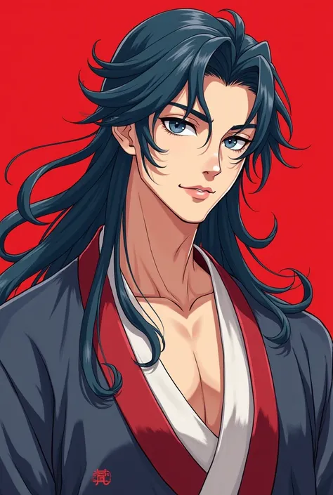 open hanbok showing his collarbones and shoulders, red background, an anime drawing of Masamune Shirow, dynamic and sensual pose, trend in pixiv, Furry art, Anime style, Anime style”, Blonde anime boy with long hair, High quality art style anime, ranked am...