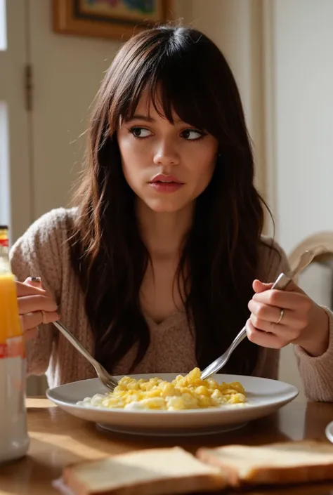 jenna_Ortega and her eating eggs