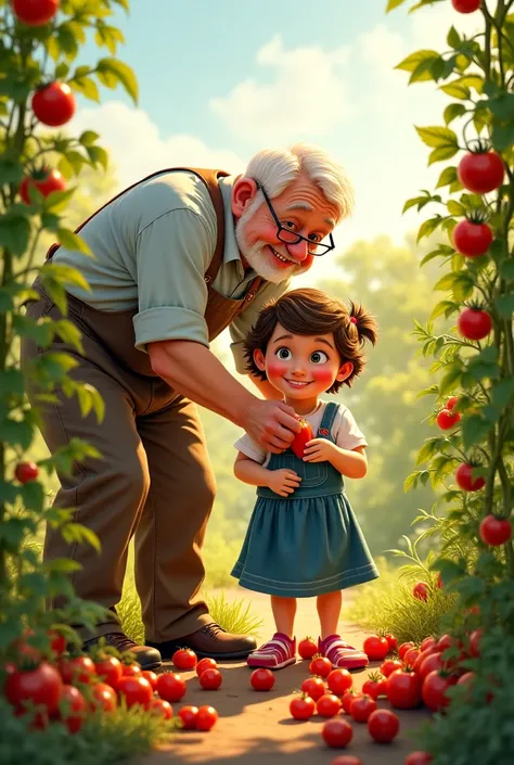 Flora skipped into Grandma and Grandpa's garden. Sunshine warmed her face as she saw Grandpa struggling to pick tomatoes. His back was bent, and he looked tired.
"Grandpa!" Flora called, running over. "Let me help!"
Grandpa smiled, his wrinkles crinkling a...