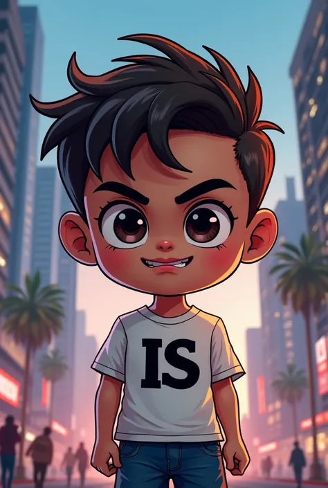 Chibi boy gta5 wears shirt with 'IS' logo