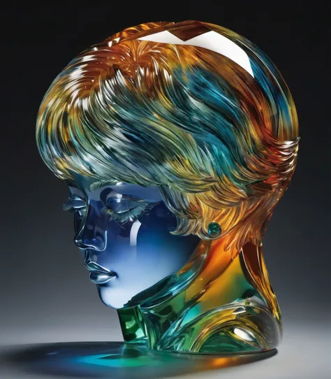 Detailed and vivid portraits of glass sculptures ,  alisabcnv in a fantastic landscape characterized by vivid colors and exquisite details , It is expressed in an artistic style that combines elements of realism and surrealism.,  by artists such as Ruan Ji...