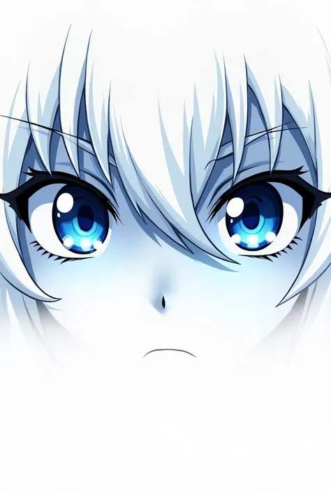 A sharp staring anime eye sketch that is blue in a pair