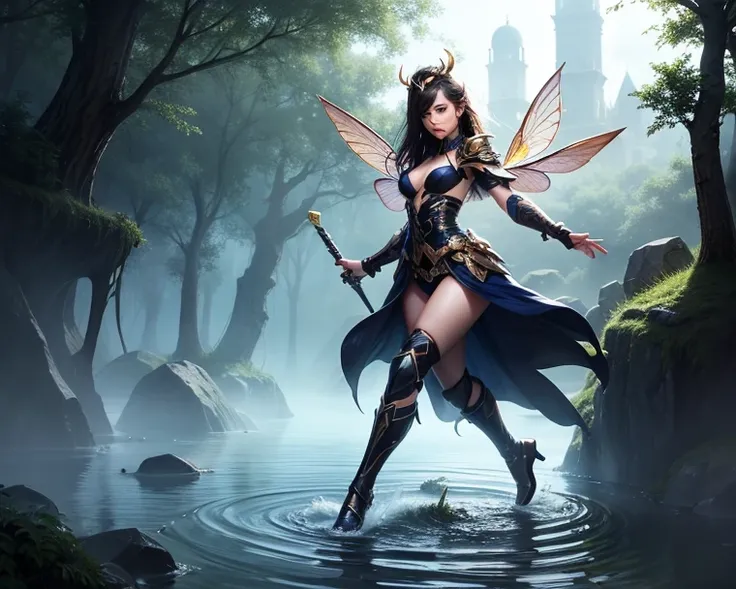 - Photorealistic with perfect details, Cinematic, Masterpiece, HD, Sexy CGI.

- Beautiful "Indian" woman, Long hair, Yellow eyes, smooth skin full of colorful tattoos, expressive, sharp gaze.

- Wearing a costume ("Full Sexy Armor"), a costume that embodie...