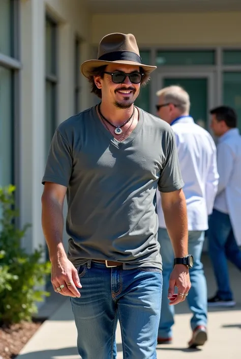  Johnny Depp leaves the hospital — he leaves the hospital in casual clothes with sunglasses and a hat, accompanied by a doctor . positive charisma 