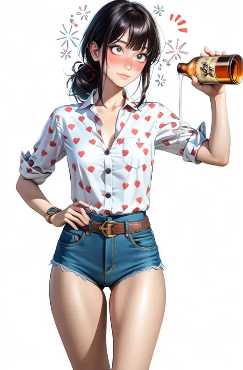  Japanese beautiful girl ,Naked flight attendants,(It's 1 :2.0),( watches viewers:1.0),(Red Check Pattern_half-collared cowgirl shirt:1.1),( denim micro shorts that make you vomit yellow gastric juice from your mouth:1.1),( slender body:1.2),(hiccupping fa...