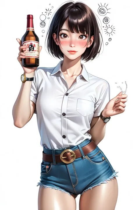  Japanese beautiful girl ,Naked flight attendants,(It's 1 :2.0),( watches viewers:1.0),(Red Check Pattern_half-collared cowgirl shirt:1.1),( denim micro shorts that make you vomit yellow gastric juice from your mouth:1.1),( slender body:1.2),(hiccupping fa...