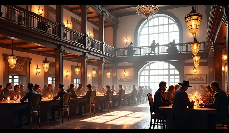  I would like a large dining room that is in the basement with food options and tables , The place is very bright and very well decorated , and with an upper floor. realistic,   I would like it to have a mature style and for the art to be in the fantasy RP...