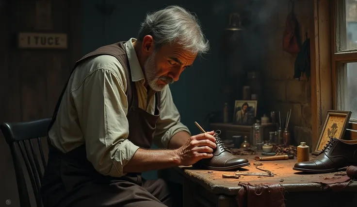 Shoemaking in the last century,  melancholic mood  