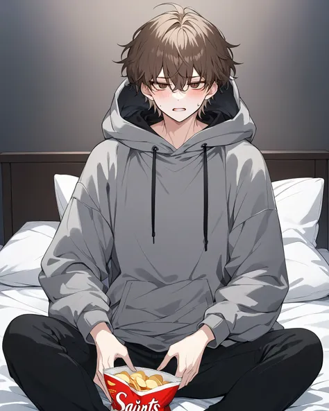 personnel: 1 person
Gender : male
age: saints
Body : plain height , muscular body.
hair: dark colored short, bushy hair
Eyes : round eyes like beads, dark brown eyes , dark circles
Clothes : gray oversized hoodie, long black pants
countenance: A re...