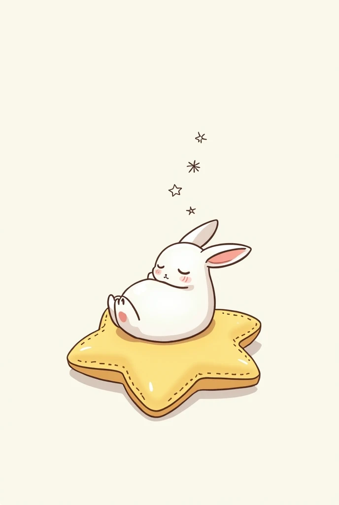 Chibi Rabbit in black and white slumber on cute yellow star 