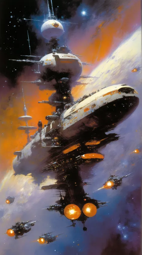 John Berkey Style - John Berkey, spcae ships, crafts, sci fi, 100 of spaceships, At the farthest known point of our universe, a sector of space like no other resided. Ever quiet and motionless, seemingly paused in a single moment in time, the nebula shone ...