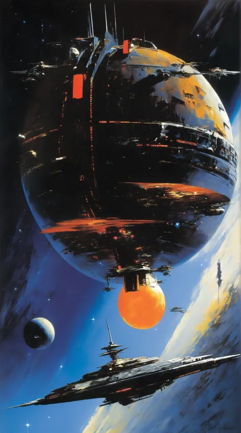 John Harris Style - painting in the style of Vincent Di Fate and John Berkey and John Harris