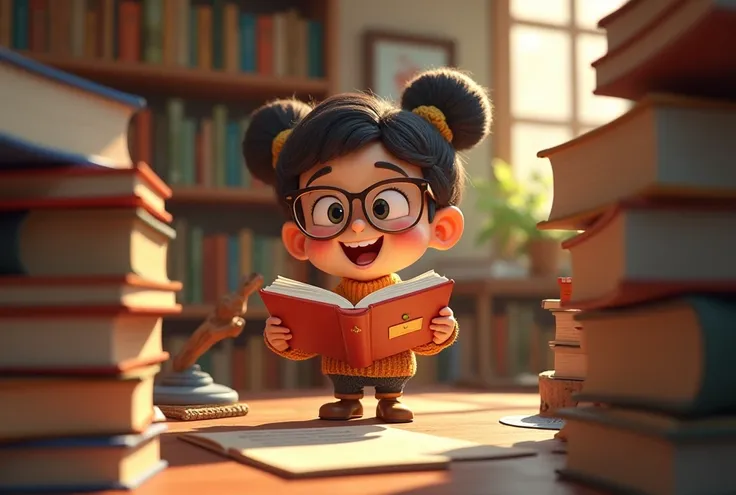 A friend of books and literature cartoon 3D