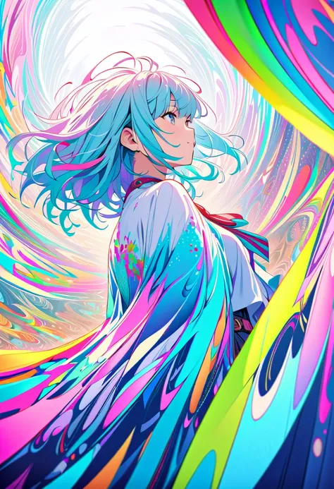 ( Masterpiece,  top quality,  Official Art:1.2), ( colorful),  perfect anatomy ,  watch the audience, one girl,  alone,  White background, floating  colorful water,  Ultra Precise Illustration ,   high detail  ,  dynamic angle,  Beautiful Details , 8k, 壊す ...