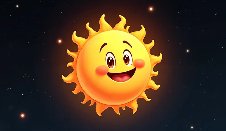 A cartoon of the sun in space with its mouth in a whistling position