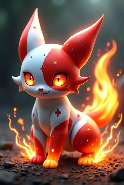 POKEMON with a polish motif its named Polandchu its a cat with electric and flame power on darkness