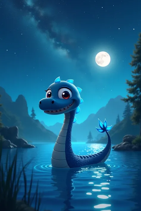 Make a nessie from the game Fisch in Roblox in a starry sky