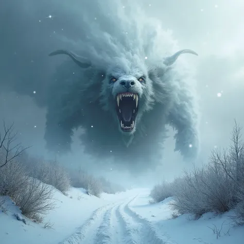  The storm covers the hazy sky,
 swirls of snow ;
that, like a beast, she will howl ,
that заплачет, like a  !  Rushing right into the camera. streams of snow 