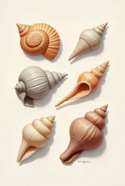 Draw a 6-piece seashell 