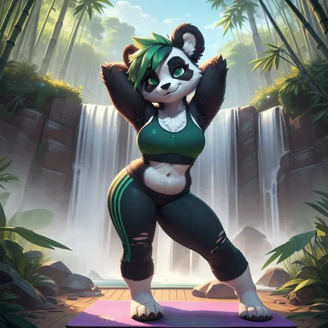 [Yaya Panda], [Uploaded to e621.net; (Pixelsketcher), (wamudraws)], ((masterpiece)), ((HD)), ((solo portrait)), ((front view)), ((feet visible)), ((furry; anthro)), ((detailed fur)), ((detailed shading)), ((beautiful render art)), ((intricate details)), {a...