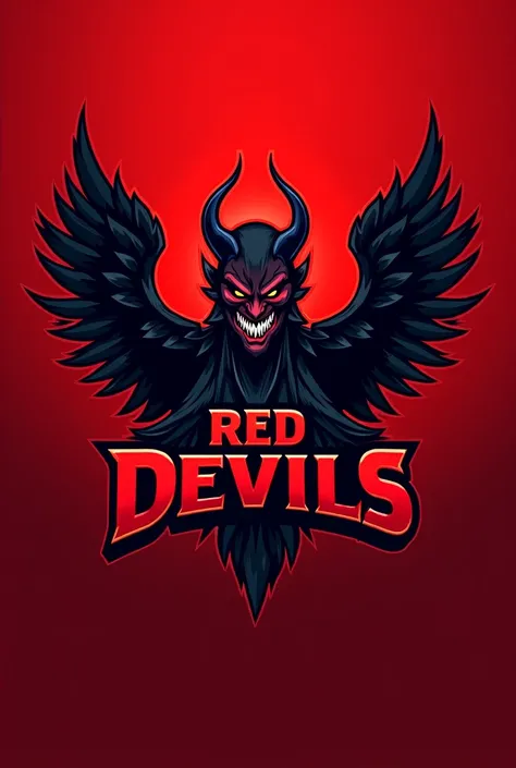 Futsal team logo with a demonic angel and the name in the Red Devils image and only the image and the name appear 