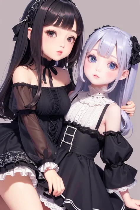 (doll-like lolita, porcelain skin, (puffy, eyes), detailed dress, delicate facial features:1.3), (petit, ultra cute loli:1.3), (ultra cute loli face:1.3), ((masterpiece)), ((best quality)), ((ultra detailed)), ((depth)), ((crisp)), ((8k)), ((beautiful and ...