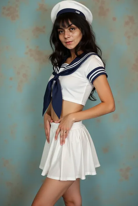      photography  ,realistic,Women,age 32 years,Semi-black hair     ,   normal breast   ,  The body is the closest thing to Ximena Sariñana,sexy sailor uniform    ,sexy,    posing sexy     ,little skirt,idiot,white,   sexy attitude costume    ,Objects,    ...