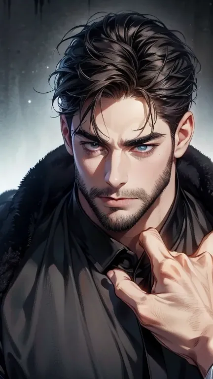 (   best quality,4K,8k,   highres,   masterpiece:1.2),   ultra-detailed   ,(realistic,photorealistic,photo-realistic:1.37),36-year-old man,3 day beard,cute anime ,Portraits,strong,Masculine,   dark hair,sharp jaw,      mesmerizing eyes      ,   perfectly c...