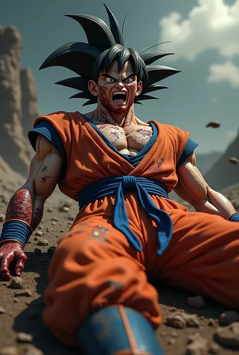 Goku extremely injured 