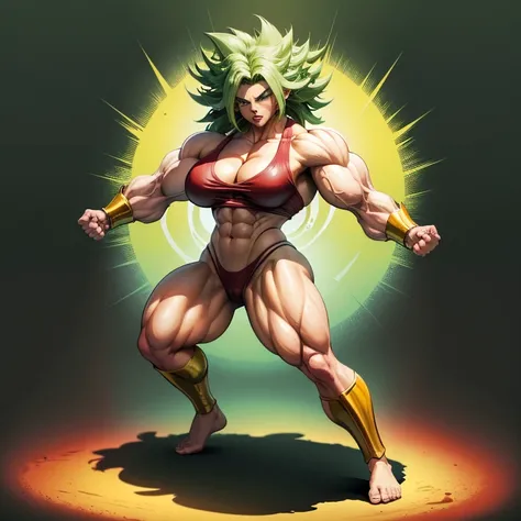 (A detailed drawing of kefla ,female Bodybuilding-Wrestlingring.), With a naked torso, oiled body, Ripping clothes, the strongest of all, huge muscular body, big Bizeps, big shoulders, Muscle legs,abs, Barefoot, Sole of foot, Martial arts, high step, Full ...